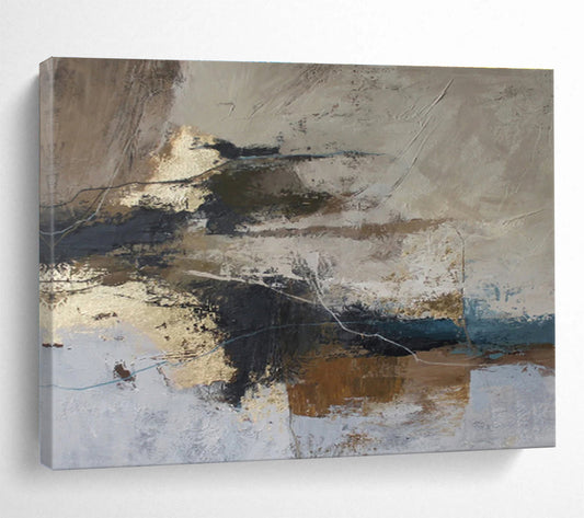 “Neutral & Gold Abstract Textures” Abstract Acrylic Painting On Canvas DKH511