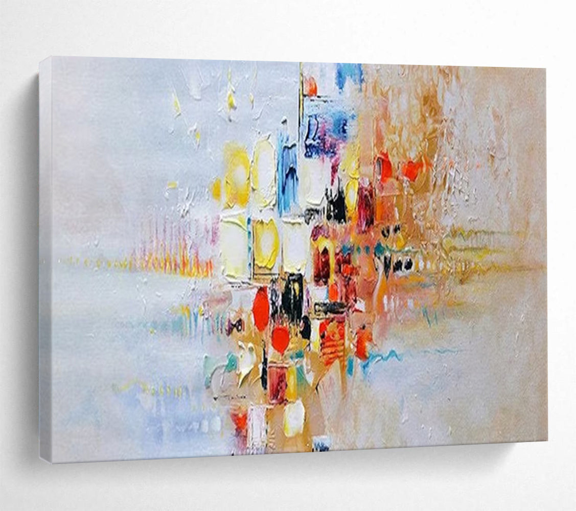 Colorful Abstract Cityscape - Textured Urban Painting On Canvas DLZ180