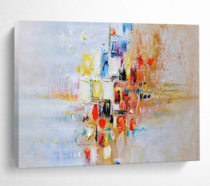 Colorful Abstract Cityscape - Textured Urban Painting On Canvas DLZ180