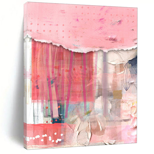 Pink, Layered Textures - "Blush Tapestry" - Mixed - media Abstract Art CT1844