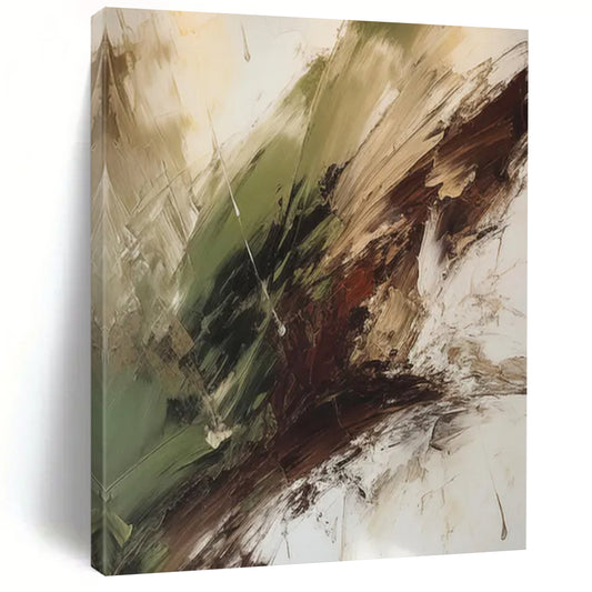 “Green - Brown Abstract Swirls” - Abstract Expressionist Painting On Canvas DTP118