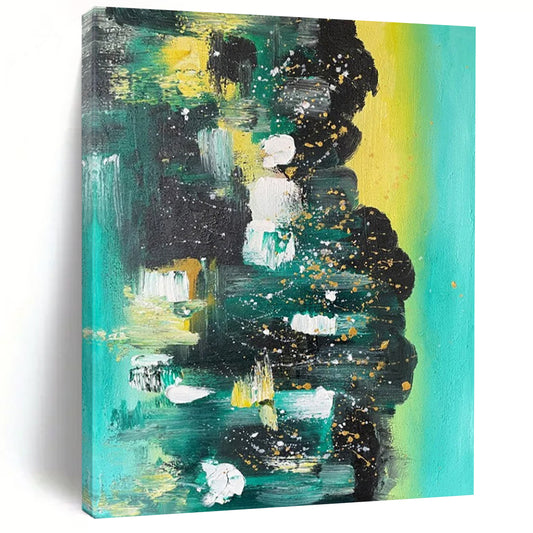 “Teal - Green Abstract Splatter” - Abstract Expressionist Painting On Canvas DTP038