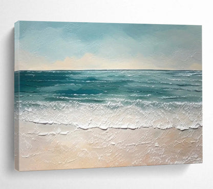 “Blue - Green Seaside Serenity” Seascape Painting On Canvas DLZ062