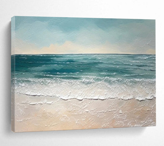 “Blue - Green Seaside Serenity” Seascape Painting On Canvas DLZ062