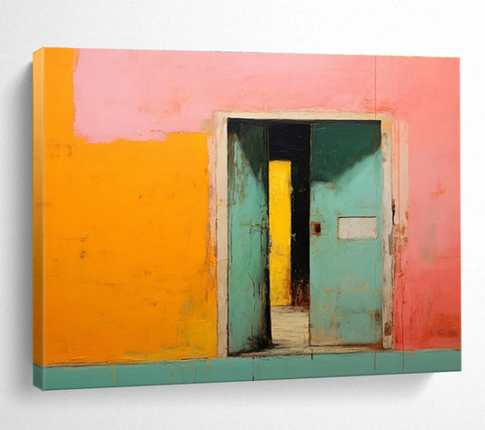 Colorful Doorway - Abstract Architectural Painting On Canvas DKH641