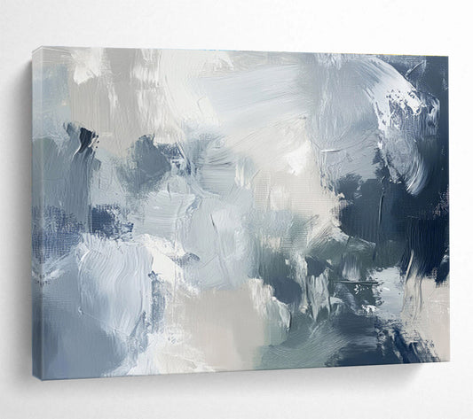 Monochromatic Blues Shades of Blue Abstract Textures Painting On Canvas DKH237