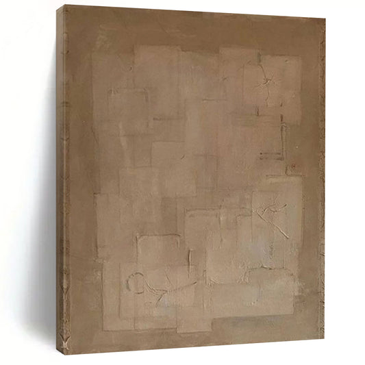 “Beige Minimalist Geometry ‘Subtle Structure’” - Textured Abstract Painting On Canvas DTP334
