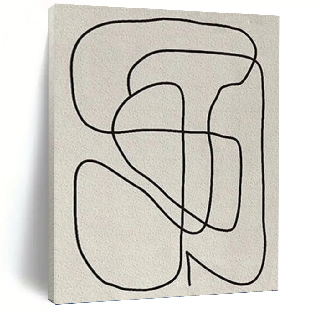 Black Lines on Light Gray - Abstract Curves Painting On Canvas DKH1136