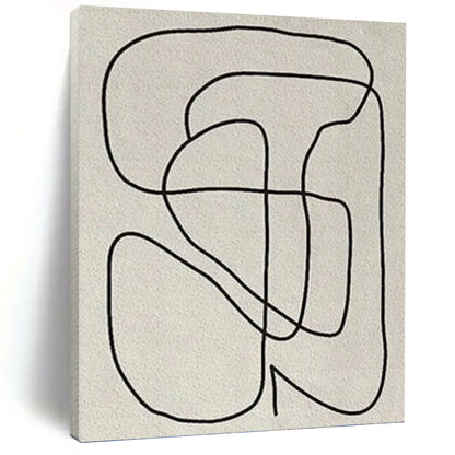 Black Lines on Light Gray - Abstract Curves Painting On Canvas DKH1136