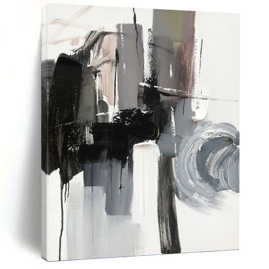 Monochrome Abstract Forms - Abstract Minimalist Painting On Canvas DKH1271