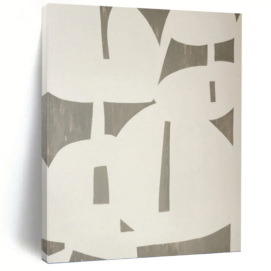 “Gray and White Geometric Abstraction” - Minimalist Abstract Painting On Canvas DKH1075