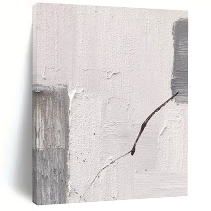 “Gray, White, Black Textured Line ‘Fragile Connection’” - Impasto Abstract Painting On Canvas DTP363