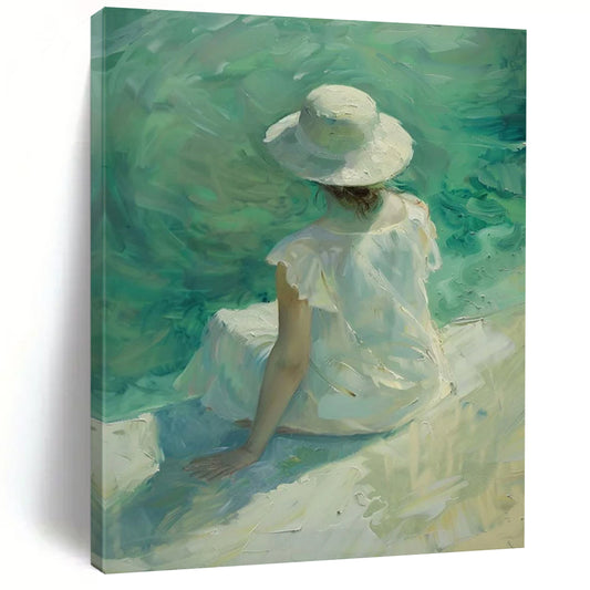 “Seaside Serenity” - Impressionist Figure Painting On Canvas DTP088
