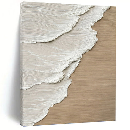 Textured Beige and White Abstract - Abstract Painting On Canvas DKH1476