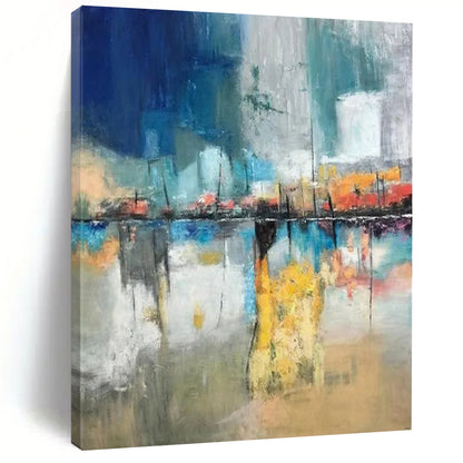 “Colorful Abstract Cityscape Reflection” - Abstract Painting On Canvas CT2331