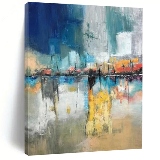 “Colorful Abstract Cityscape Reflection” - Abstract Painting On Canvas CT2331