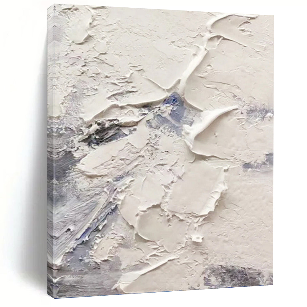 White & Gray Textured Layers - Abstract Textured Painting On Canvas DKH1258