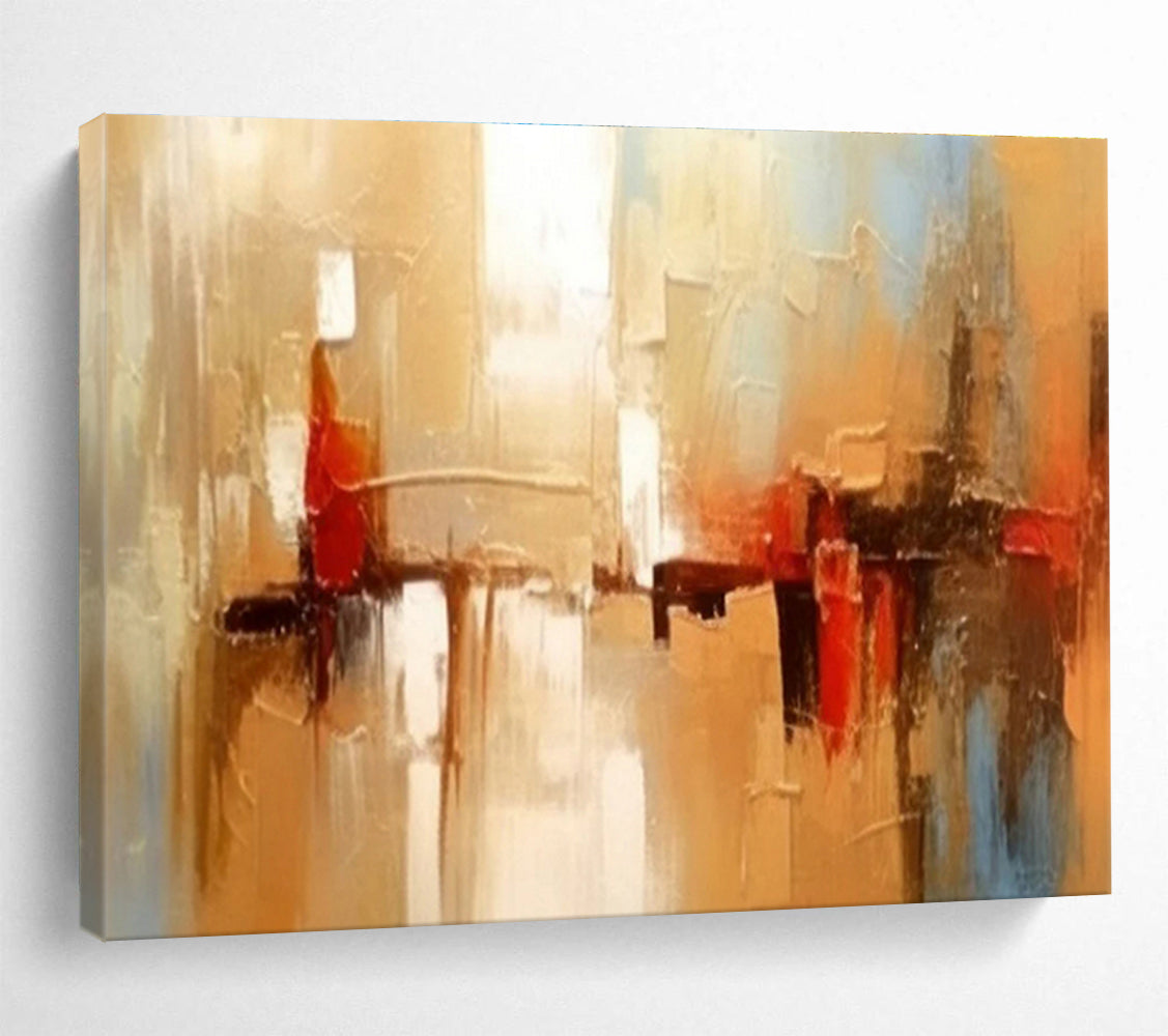 Warm Toned Urban Abstract Painting On Canvas DKH278