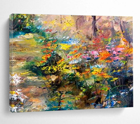 “Colorful Floral Garden” Impressionist Oil Painting On Canvas DKH364