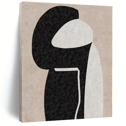 “Black - White - Beige Abstract Figure” – Geometric Abstract Painting CT1134