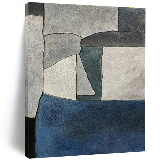 Grey - Blue Geometric Shapes - Minimalist Geometric Watercolor Painting CT1425