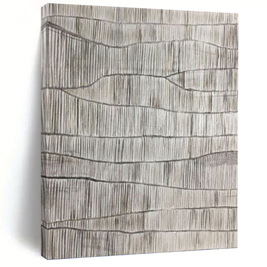 “Gray Textured Ridges” - Monochromatic Minimalist Line Drawing DKH1042
