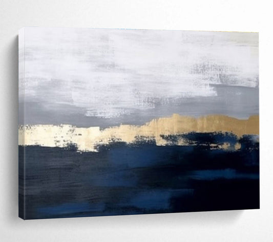 “Neutral Tones Abstract Horizon” - Minimalist Landscape Painting On Canvas DKH784