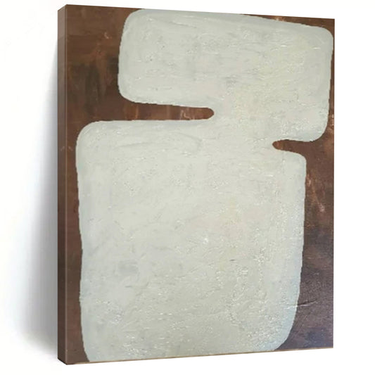 “Cream - Brown Textured Form” – Abstract Textured Form Art CT1000