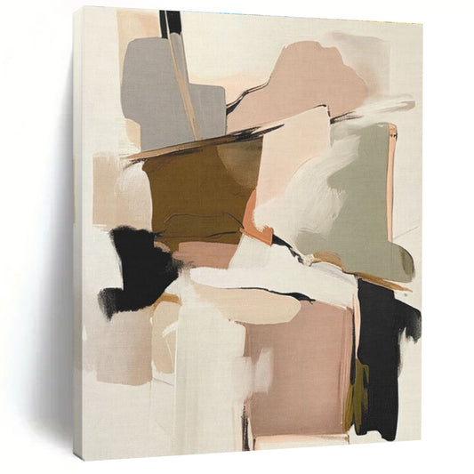 Muted Pink, Beige & Green Shapes, “Soft Modernity” - Abstract Geometric Acrylic Painting CT0755