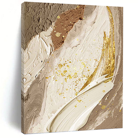 Elegant Beige, White, and Gold Abstract - Abstract Painting On Canvas DKH1477