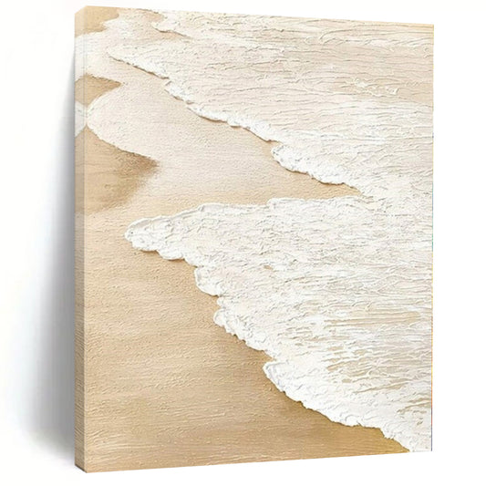“Textured Sandy Shore Waves” – Impasto Seascape Painting CT1101