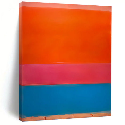 “Color Block Trio in Orange, Pink & Blue” - Classic Color Field Painting On Canvas DKH1604