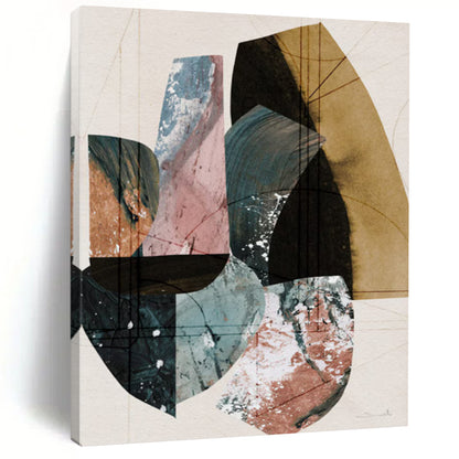 “Geometric Color Blocks” - Modernist Collage - Style Painting On Canvas DTP152