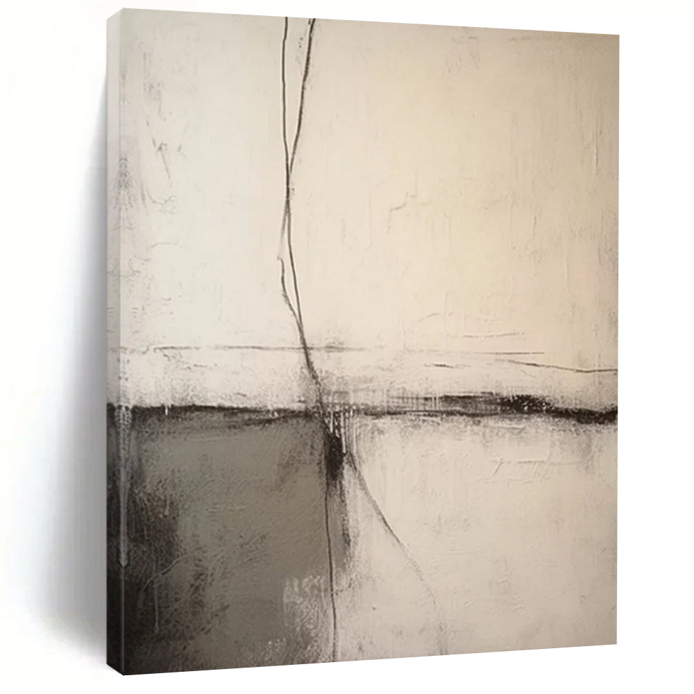 “Black, White, Gray Textured Lines ‘Quiet Contemplation’” - Impasto Abstract Painting On Canvas DTP370