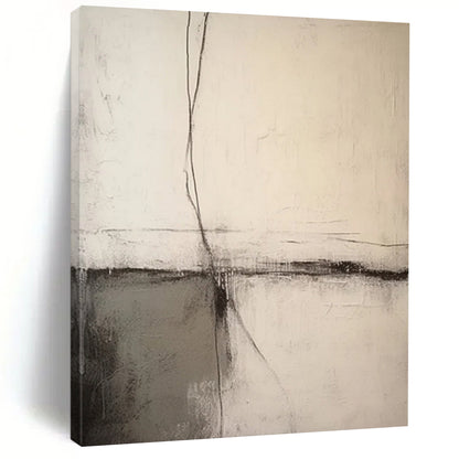 “Black, White, Gray Textured Lines ‘Quiet Contemplation’” - Impasto Abstract Painting On Canvas DTP370