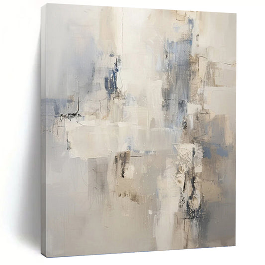 Neutral & Blue Abstract Forms - Abstract Composition Painting On Canvas DKH1249