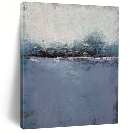 “Misty Purple & Gray Landscape” - Purple, Gray & Blue Abstract Landscape Painting On Canvas DKH1224