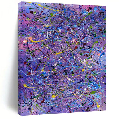 Colorful Tangled Lines on Purple - Abstract Expressionist Acrylic On Canvas CT1321