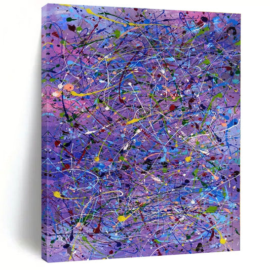 Colorful Tangled Lines on Purple - Abstract Expressionist Acrylic On Canvas CT1321