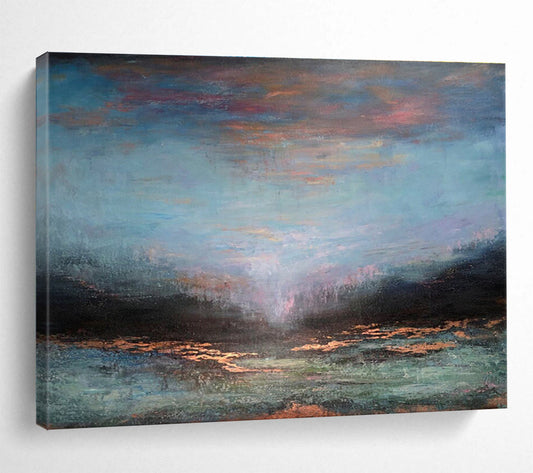 “Colorful Sky Over Glowing River” - Enchanting Landscape Painting On Canvas DKH780