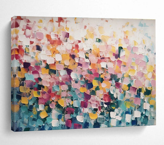 Pastel Square Mosaic - Colorful, Soft - Toned Abstract Painting On Canvas DKH882