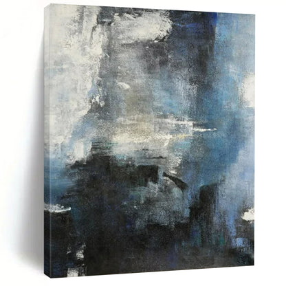 “Moody Blue & Gray Abstract” - Abstract Painting On Canvas CT2335