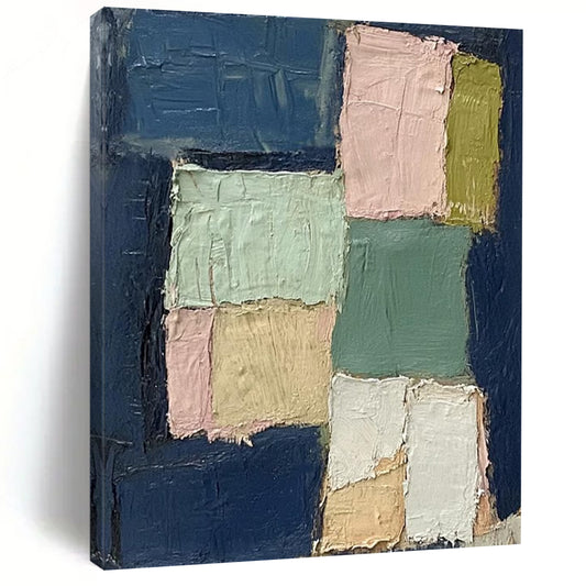 “Pastel Geometric Blocks” - Minimalist Color Field Painting On Canvas DTP013
