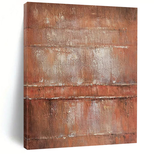 Rusty Brown & White Textured Layers - Abstract Painting On Canvas CT2303