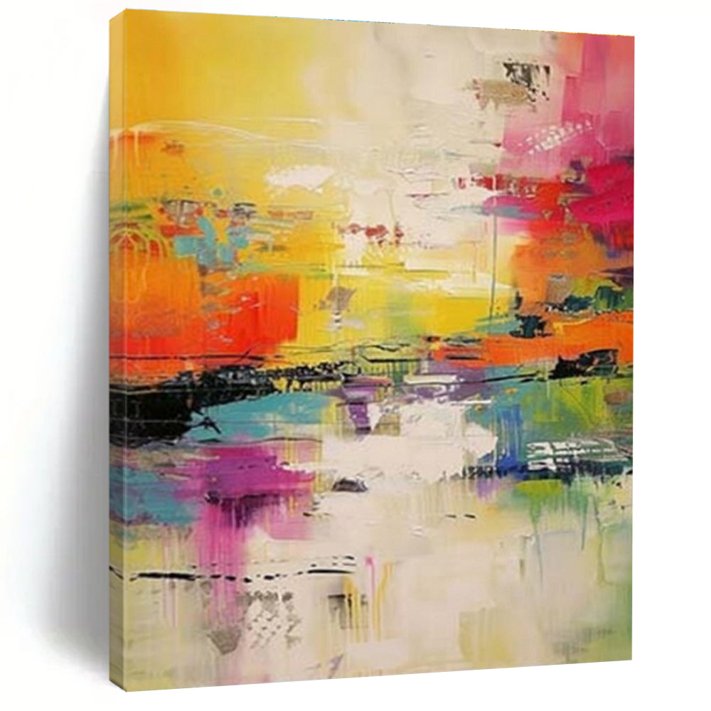 “Bright Chaos, Colorful Splashes” - “Life’s Palette”，Abstract Expressionist Acrylic Painting CT0692