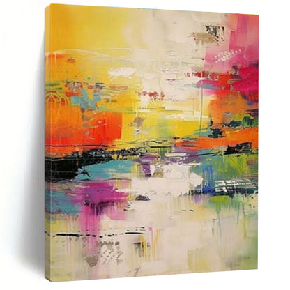 “Bright Chaos, Colorful Splashes” - “Life’s Palette”，Abstract Expressionist Acrylic Painting CT0692
