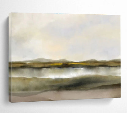 “Neutral Tones: Subtle Landscape” Minimalist Landscape Painting On Canvas DKH356