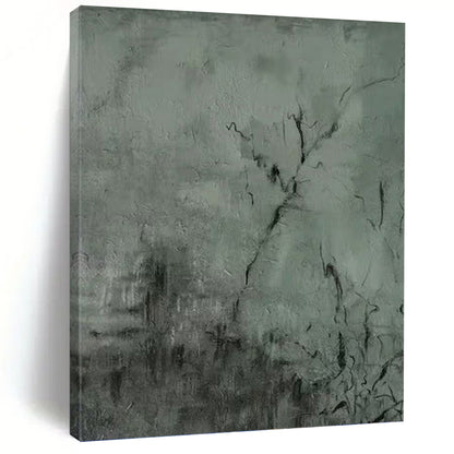 “Gray Textured Abstract” - Gray & Black Textured Abstract Painting On Canvas DKH1205