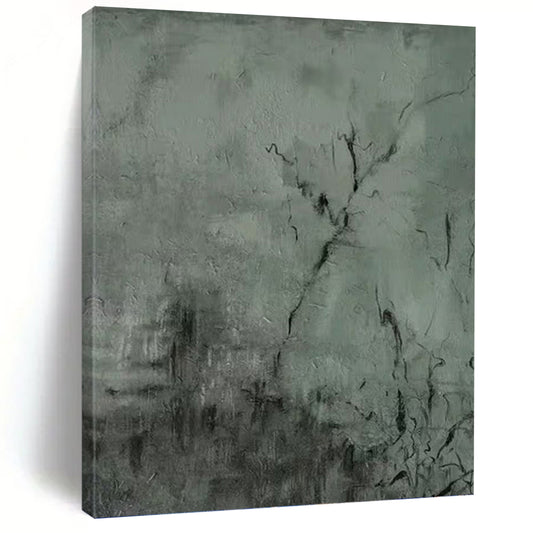 “Gray Textured Abstract” - Gray & Black Textured Abstract Painting On Canvas DKH1205