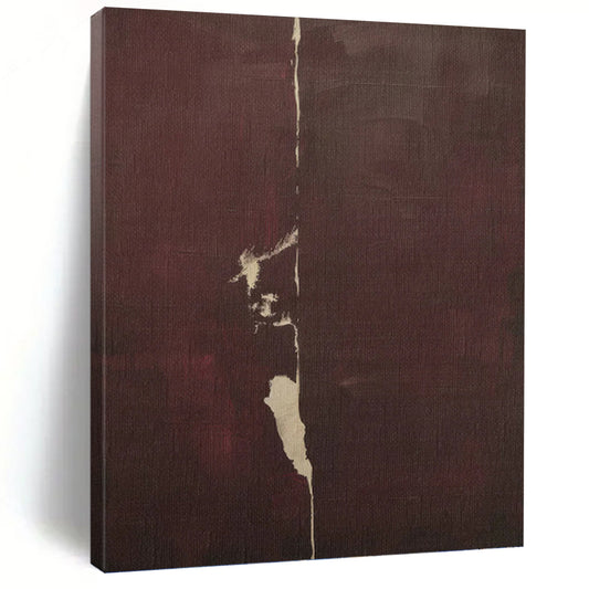 Deep Burgundy & Cream - Subtle Split Painting On Canvas DKH1149